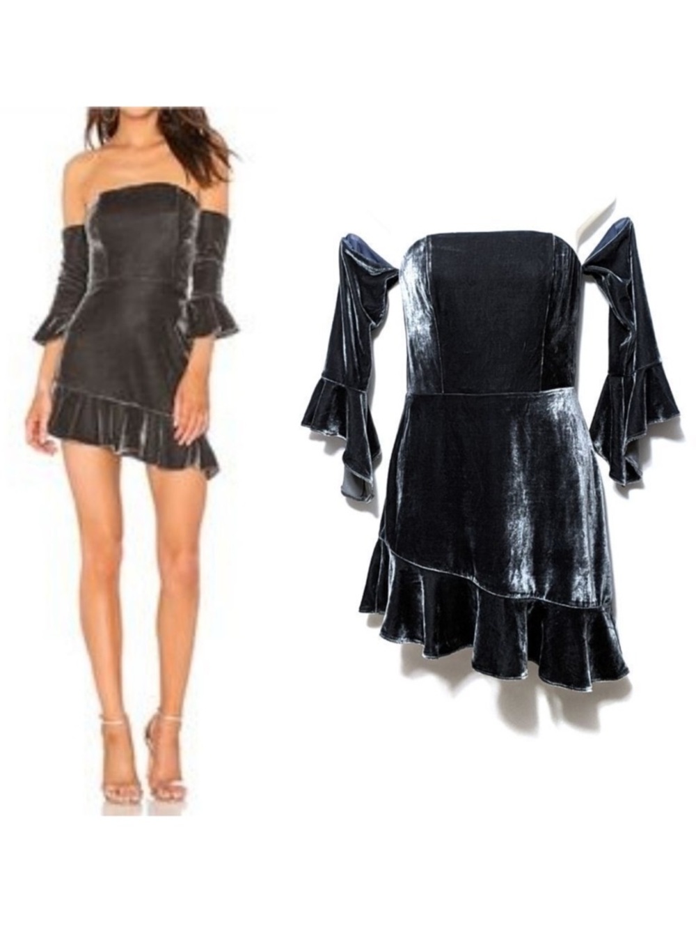 NWT REVOLVE NBD Adelita Velvet Ruffle Dress S